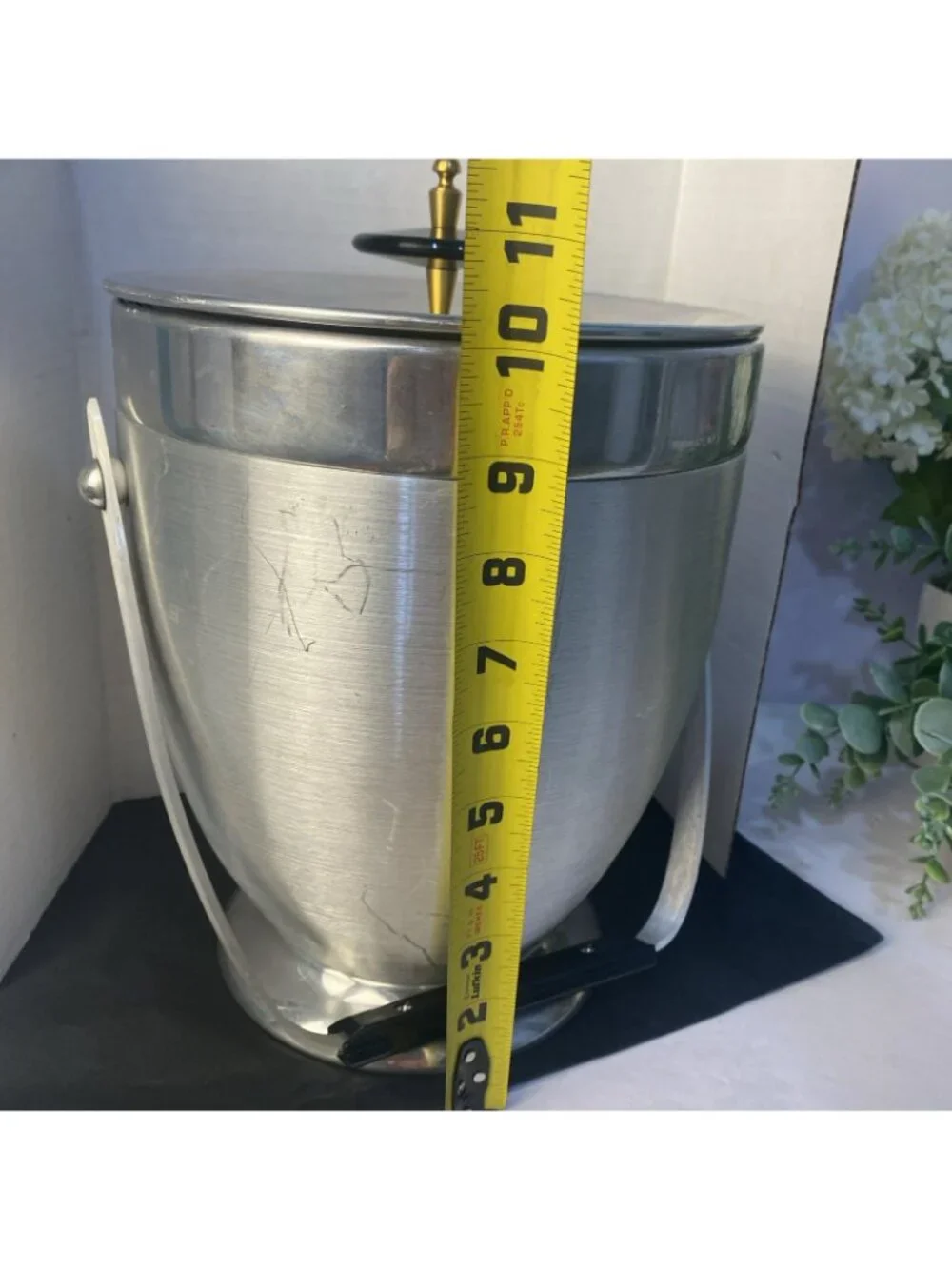 Kromex 1950’s Mid-century Aluminum Lidded Atomic Ice Bucket, 10” USA Barware